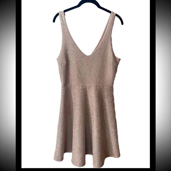 Aeropostle Rose Gold Size Large Shiny Short Party Dresss V-neck Cocktail - Picture 1 of 6